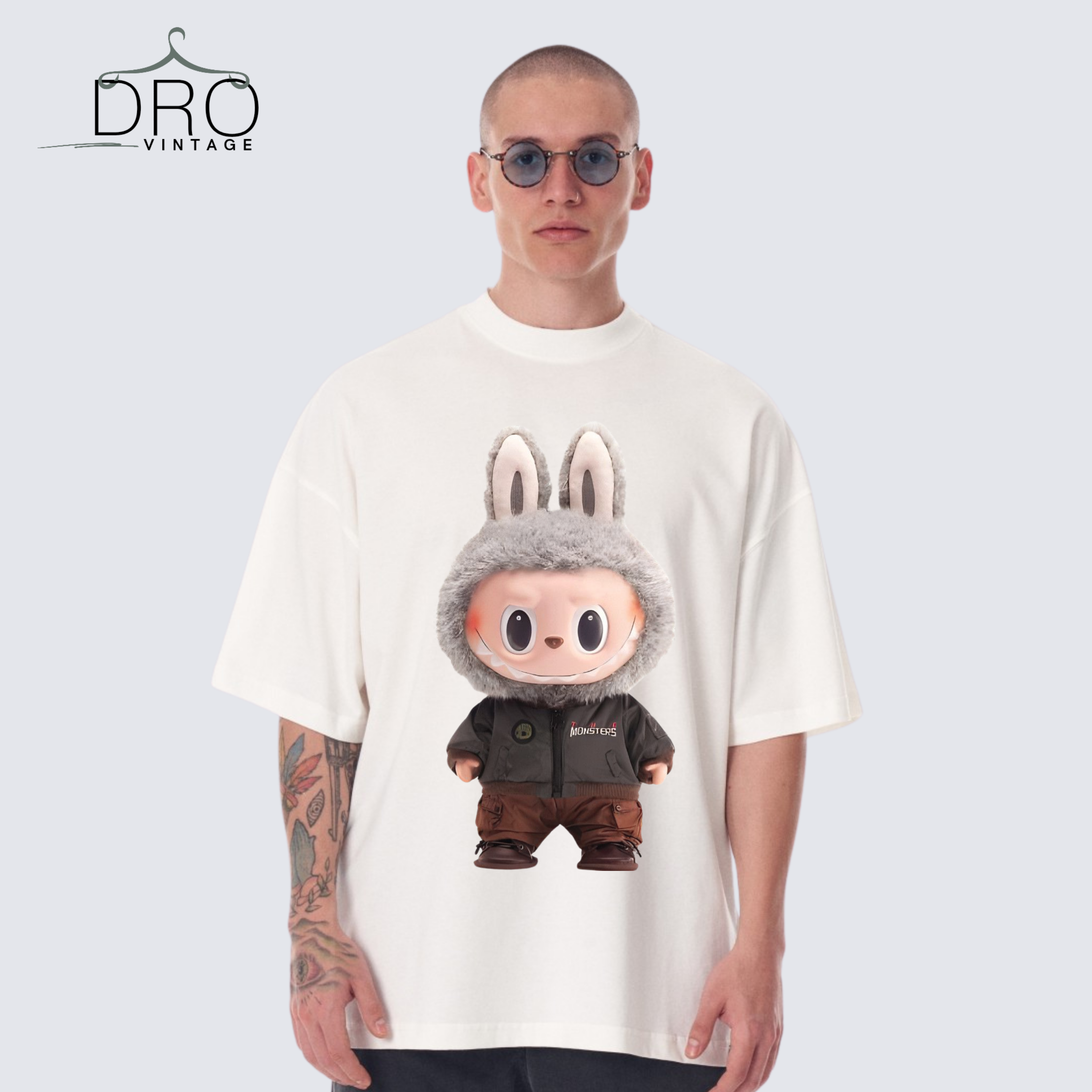 Dro Vintage LABUBU Cartoon T-Shirt – Oversized Streetwear Tee for Men UAE
